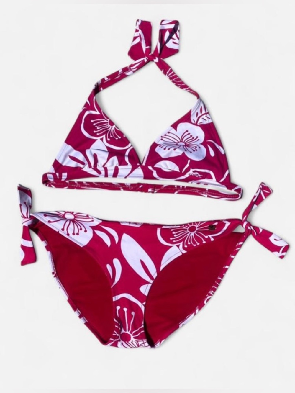Y2k American Eagle Magenta & White Floral Print Bikini Set